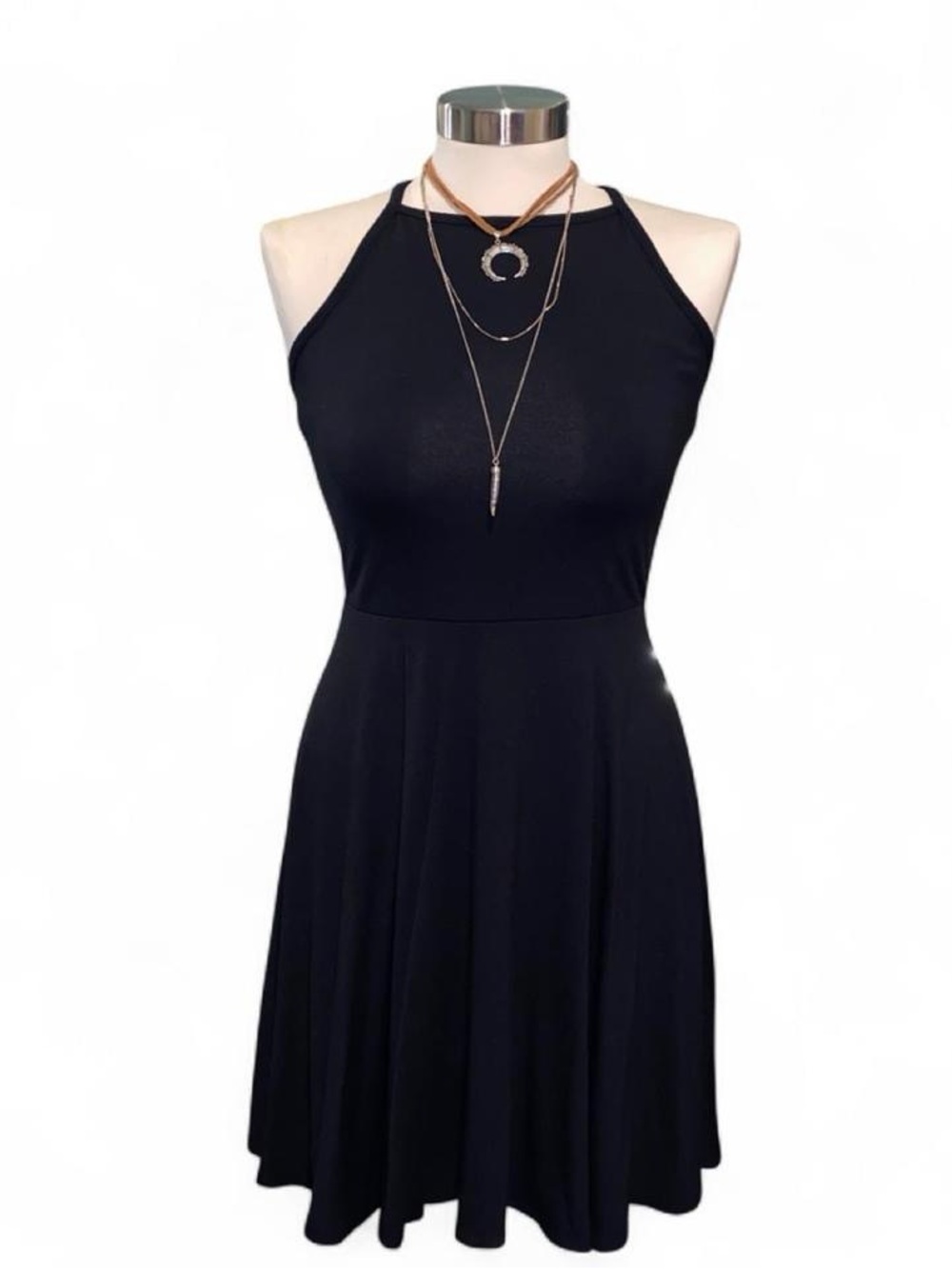 Hollister Black Strappy Fit-and-Flare Mini Dress with Lace Up Back